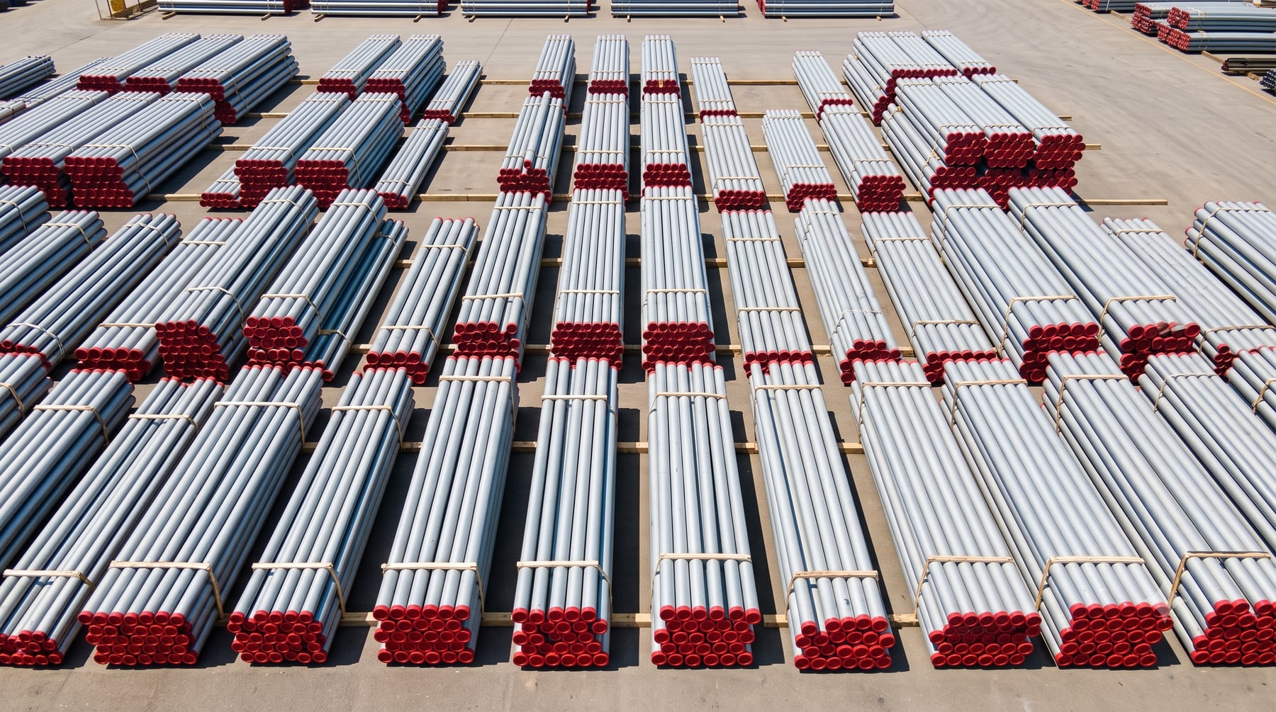 Aerial view of bundled hammer pins in the yard — RDK Enterprises, 100% American steel